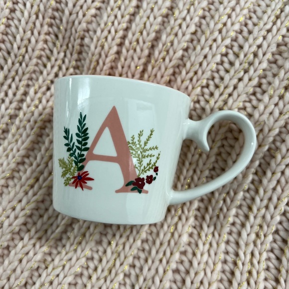 Opalhouse Other - Opalhouse Peach and Floral Monogram Mug - letter A